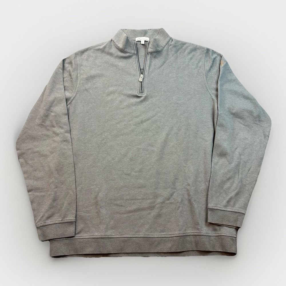 Peter Millar Sweater 1/4 Zip Men's Size Xl Gray Solid Mock Neck Pullover Golf GW